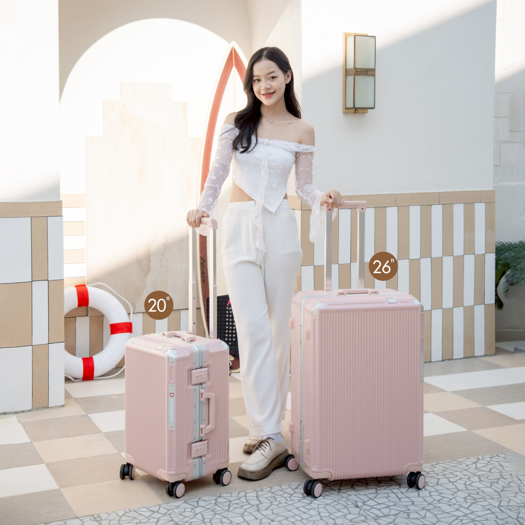 กระเป๋าเดินทางล้อลากรอบโลก TSA Lock เฟรมอลูมิเนียม วัสดุ PC มีช่องเสียบ USB มีที่วางแก้ว SC700 - รูปที่ 2