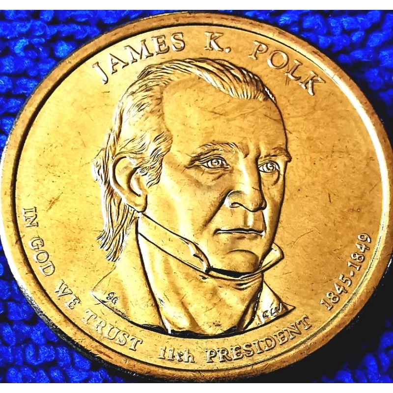 เหรียญ​สหรัฐอเมริกา​ USA, 1​ Dollar, (President James K. Polk), #2998, ไม่​ผ่าน​ใช้​ UNC