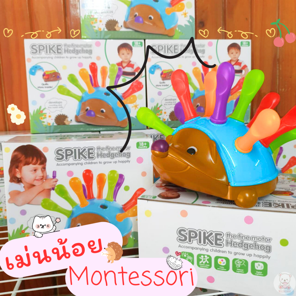 เม่นน้อย ของเล่นมอนเตสซอรี่ พัฒนากล้ามเนื้อมัดเล็ก เรียนรู้สี ฝึกการทำงานระหว่างมือกับสายตา