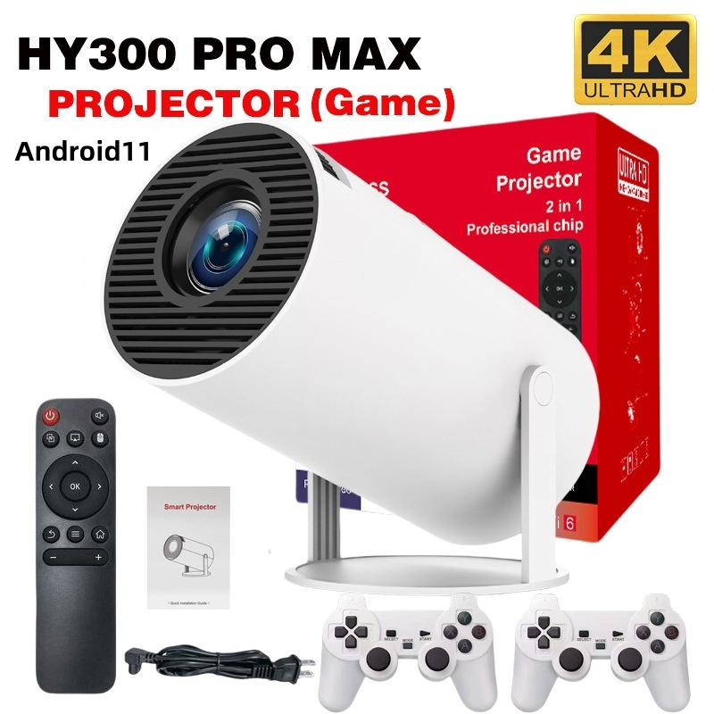 โปรเจ็กเตอร์เล่นเกมพกพา HY300 3D Ultra HD 2-in-1 รองรับการเชื่อมต่อ WIFI และโปรเจ็กเตอร์ควบคุมเกม