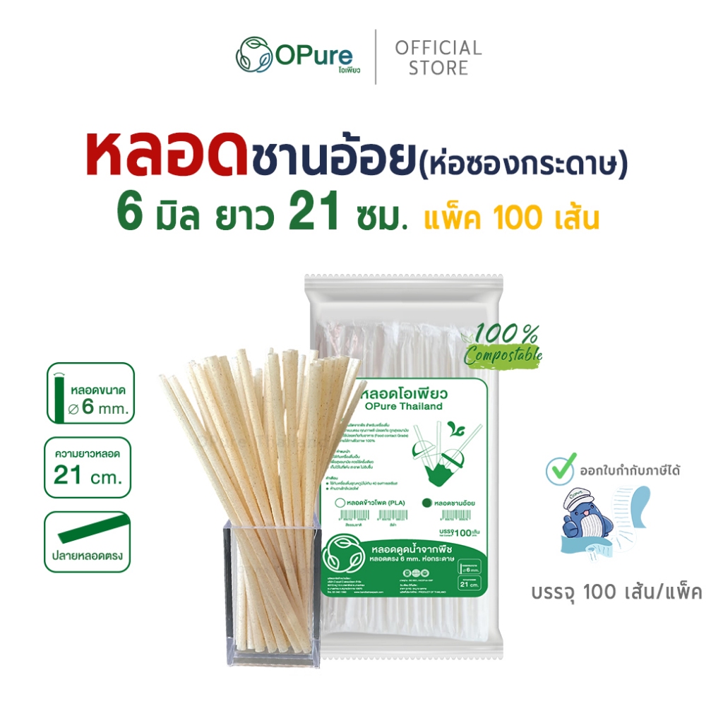 หลอดชานอ้อย OPure 6 มิล ห่อกระดาษ: ทางเลือกย่อยสลายได้ ไม่เปื่อยยุ่ยเพื่อโลก