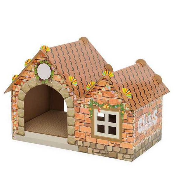 กระดาษข่วนเล็บแมวทรงบ้านคู่ (ฟรีแคทนิป) IC0060