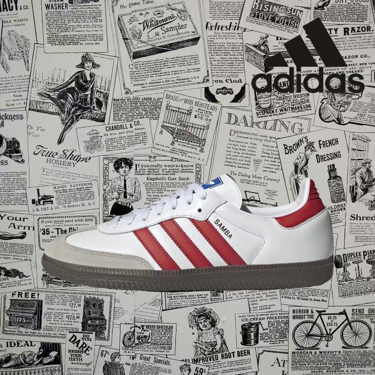 🍒(ของแท้ 100 % ) adidas originals Samba OG IG1025 สีขาว/แดง
