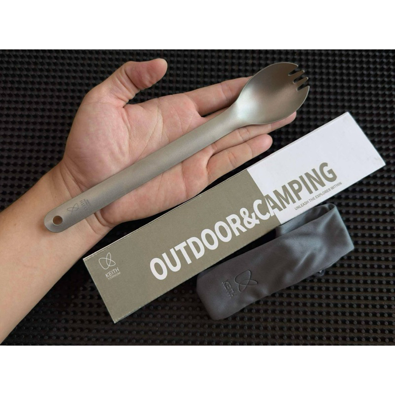 Keith Titanium Long Handle Titanium Spork Ti5319 ช้อนส้อมไทเทเนียม