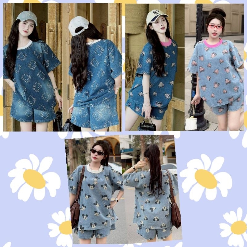 เซทยีนส์แท้ ขา-แขนสั้นผ้านิ่มงานสวย (มีลายให้เลือกเยอะคะ)