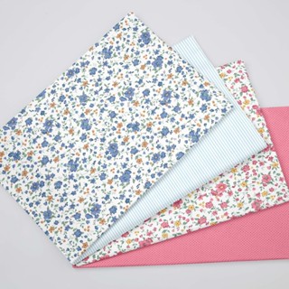 ผ้าคอตตอน 100% คอตตอนทอทวิล ผ้าหน้ากว้าง 1.6 เมตร ลายช่อดอกฟ…