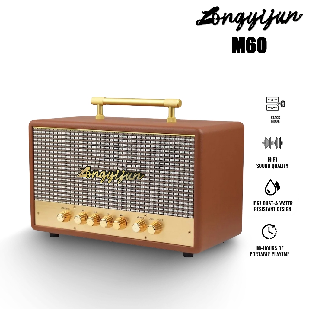 ลำโพงบลูทูธ LYJ-M60 30W พร้อมสายหิ้ว ปรับเบสได้ ของแท้100% Bluetooth ไร้สาย HQ