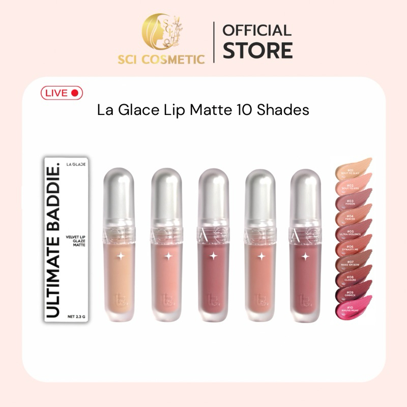 (มีครบทุกสี) LA GLACE - Ultimate Baddie Velvet Lip Glaze Matte 2.3g ลิปแมทลากลาส เนื้อกำมะหยี่บางเบา
