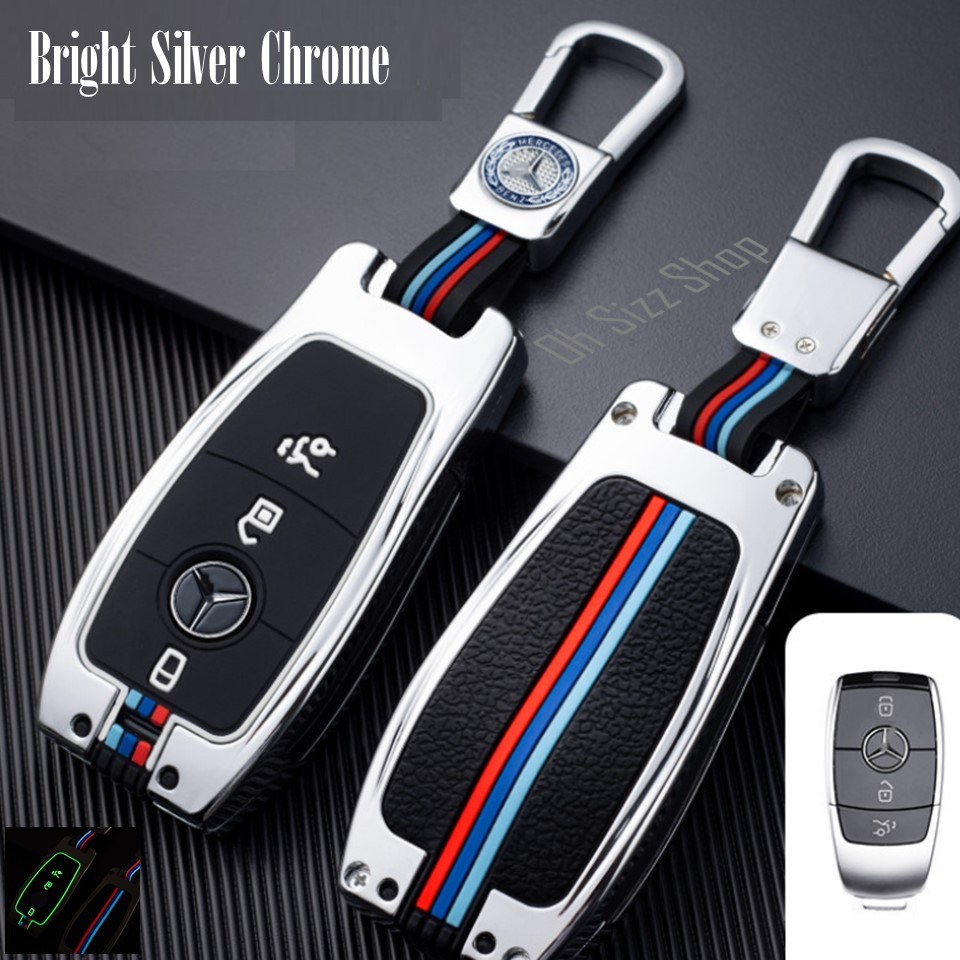 เคสรีโมทรถ Benz ปุ่มเรืองแสง (Alloy Luminescence 3D Silicone Push button Guard)   Key Sets Mercedes-Benz Key Key Sets E-