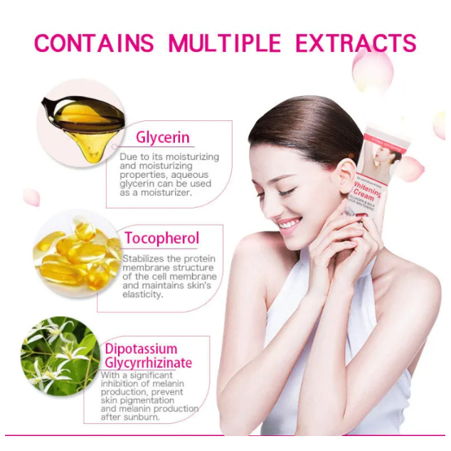 ครีมรักแร้ขาว ครีมทาผิวขาว ครีมทาคอให้ขาว ทำให้เมลานินในรักแร้ หัวเข่า คอดำ คอ ขาและร่องก้นจางลงอย่างล้ำลึก 50g - รูปที่ 5