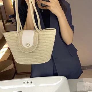 B-1717🔥พร้อมส่ง กระเป๋าสะพายไหล่สําหรับผู้หญิง กระเป๋าสาน สไตล์วินเทจคลาสสิค แฟชั่นฤดูใบไม้ผลิง านดีมาก แฟชั่นมาใหม่