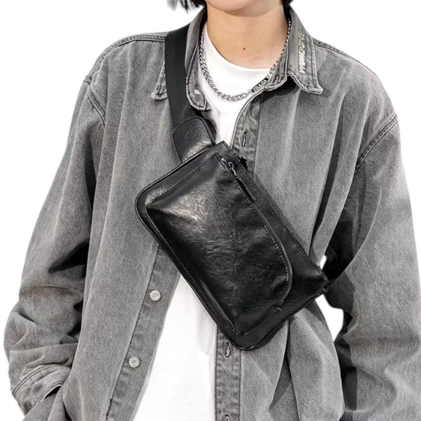 [CN15] กระเป๋าคาดอก คาดเอว กระเป๋าหนัง 3 ช่องการใช้งาน กันละอองน้ำ ละอองฝน อเนกประสงค์ - รูปที่ 2