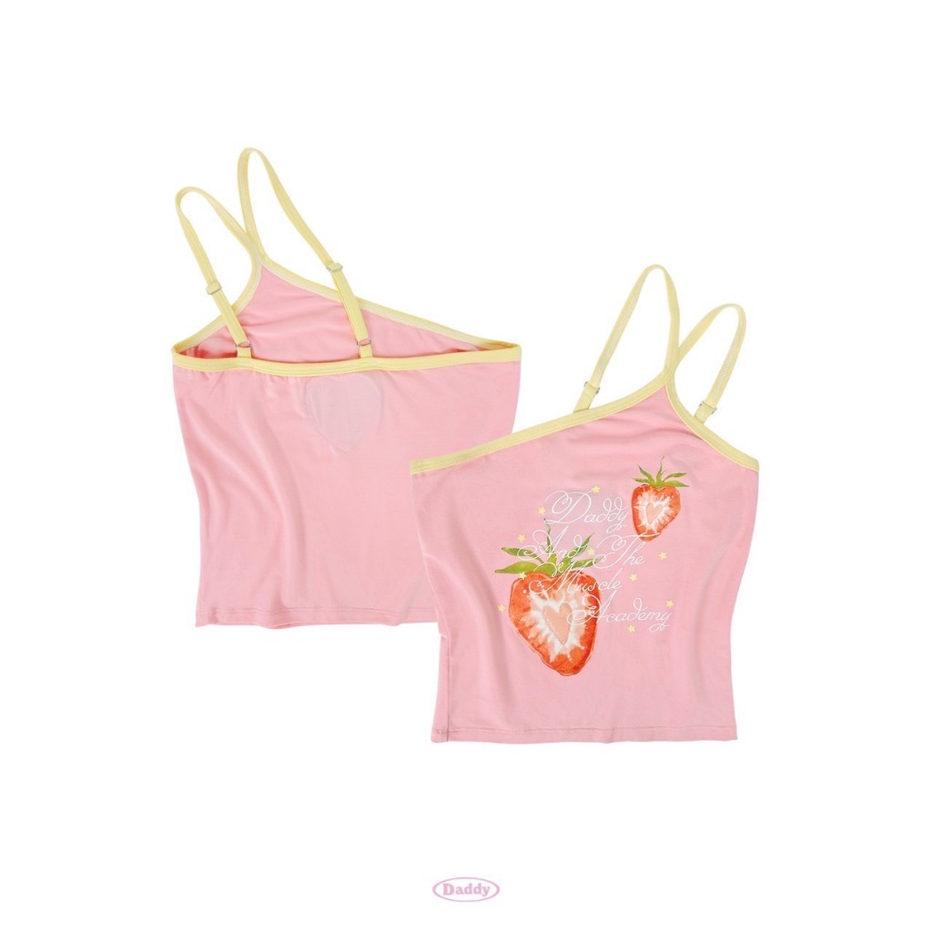 DADDY ( SM ) |  Strawberry Breeze Tank Top เสื้อสายเดี่ยว สีชมพู สุดน่ารัก