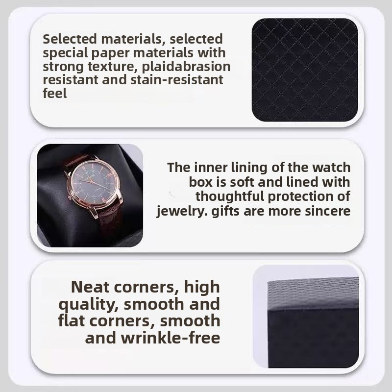 กล่องนาฬิกา กล่องใส่นาฬิกา Watch Box กล่องของขวัญ กระดาษพิเศษลายเพชร สีดำ