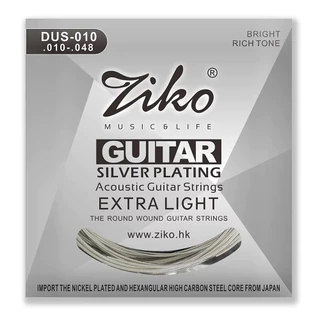 [ของแท้100% ] Ziko สายกีตาร์โปร่งเคลือบเงิน เบอร์ 010/011/012 รุ่น DUS