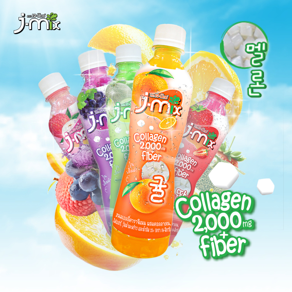 เจ-มิกซ์ J-mix น้ำผลไม้ ผสมคอลลาเจน และวุ้นมะพร้าว (6 ขวด x 380ml)