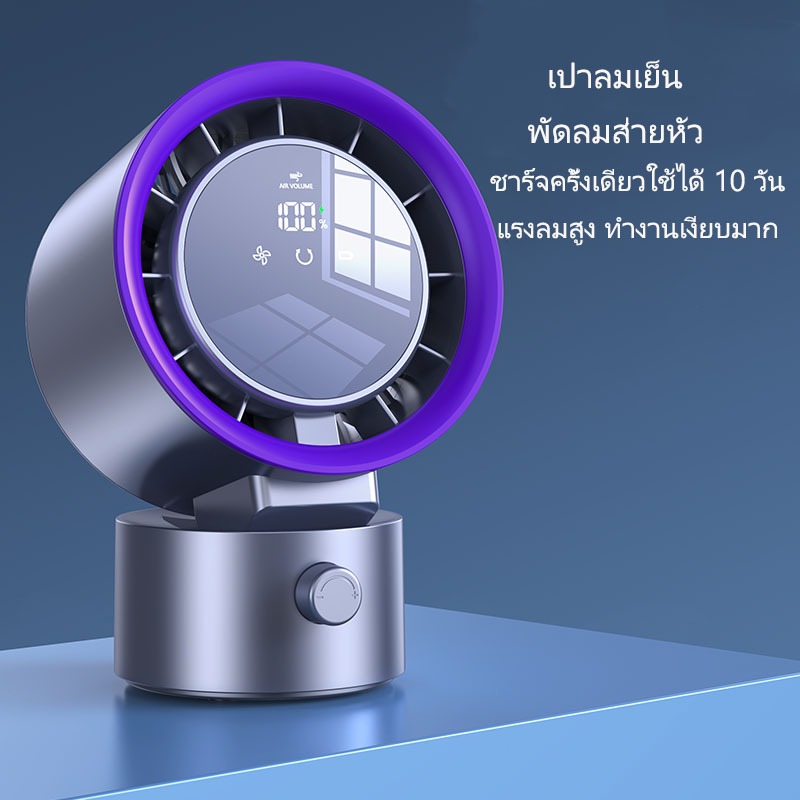 พัดลมตั้งโต๊ะมินิ 7 ใบพัด แรงลมเย็นเร็ว ชาร์จผ่าน USB เสียงเงียบ เหมาะกับหอพัก/โต๊ะทำงาน พกพาสะดวก