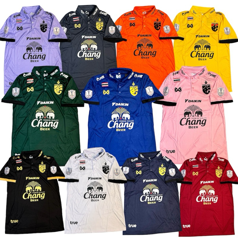 เสื้อกีฬาคอปกเสื้อบอลชายคอปกปักโลโก้ทีมชาติไทยเสื้ออยางเดียวไม่มีกางเกง