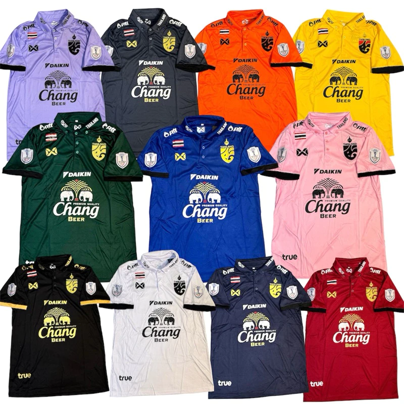 เสื้อกีฬาคอปกเสื้อบอลชายคอปกปักโลโก้ทีมชาติไทยเสื้ออยางเดียวไม่มีกางเกง