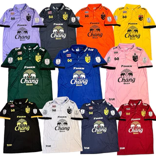 เสื้อกีฬาคอปกเสื้อบอลชายคอปกปักโลโก้ทีมชาติไทยเสื้ออยางเดียวไม่มีกางเกง