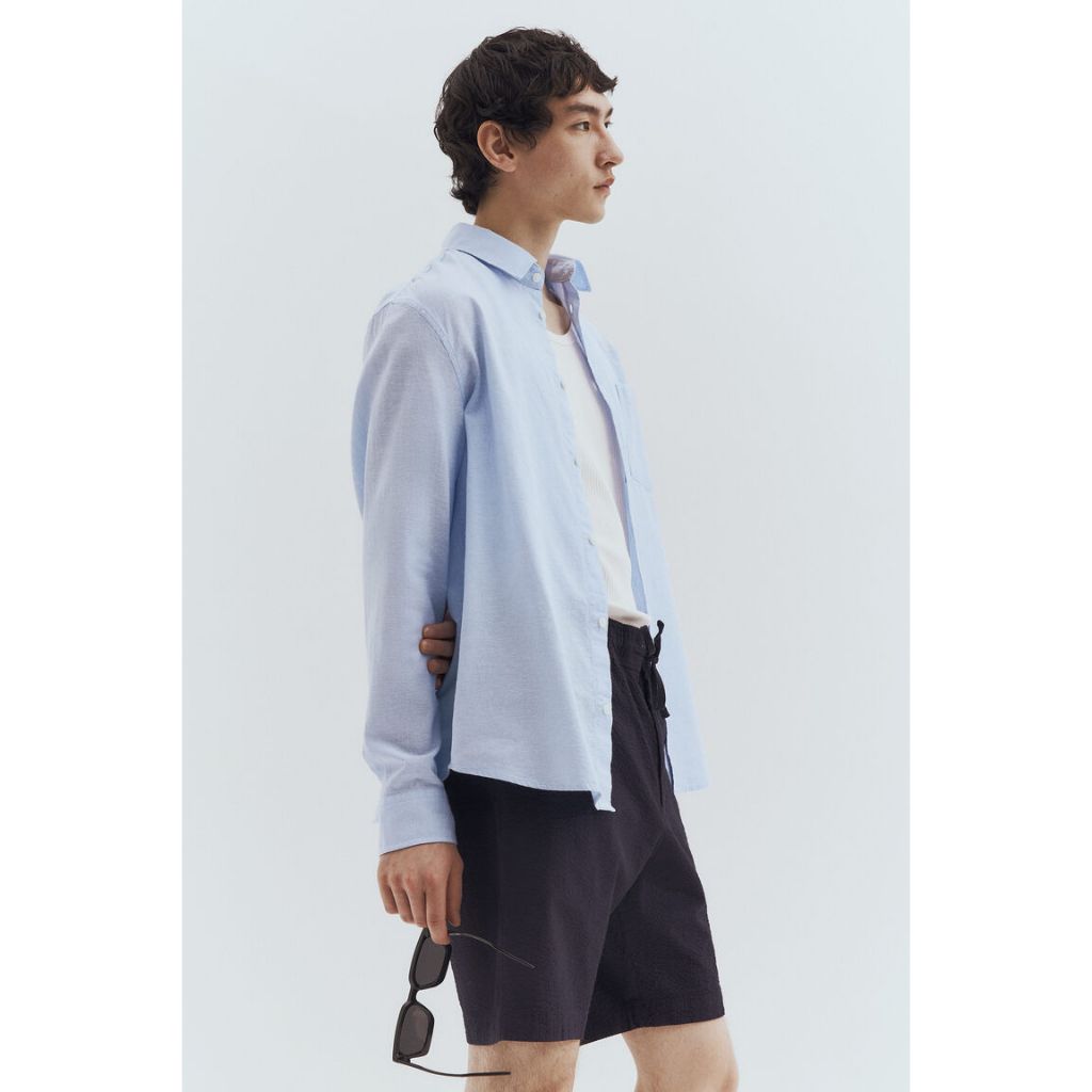 H&M(เอชแอนด์เอ็ม) Regular Fit Linen-blend shirt Men Regular Fit Linen-blend shirt 1256945_4
