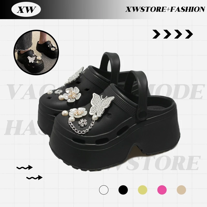 XWshopee ราคาพิเศษ รองเท้าแตะหัวโตสำหรับผู้หญิง มาพร้อมตัวติดการ์ตูน ส้นหนาสูงพิเศษ รุ่นนี้ใครๆก็ต้องมี มีหลายสีหลากสไต