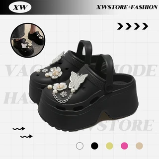 XWshopee ราคาพิเศษ รองเท้าแตะหัวโตสำหรับผู้หญิง มาพร้อมตัวติดการ์ตูน ส้นหนาสูงพิเศษ รุ่นนี้ใครๆก็ต้องมี มีหลายสีหลากสไต