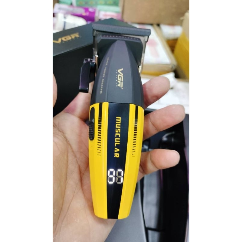 VGR มืออาชีพ LED เครื่องตัดไร้สาย 9000 หมุนไฟฟ้าตัดผมโลหะตัดผมผู้ชายมีดโกน V-285