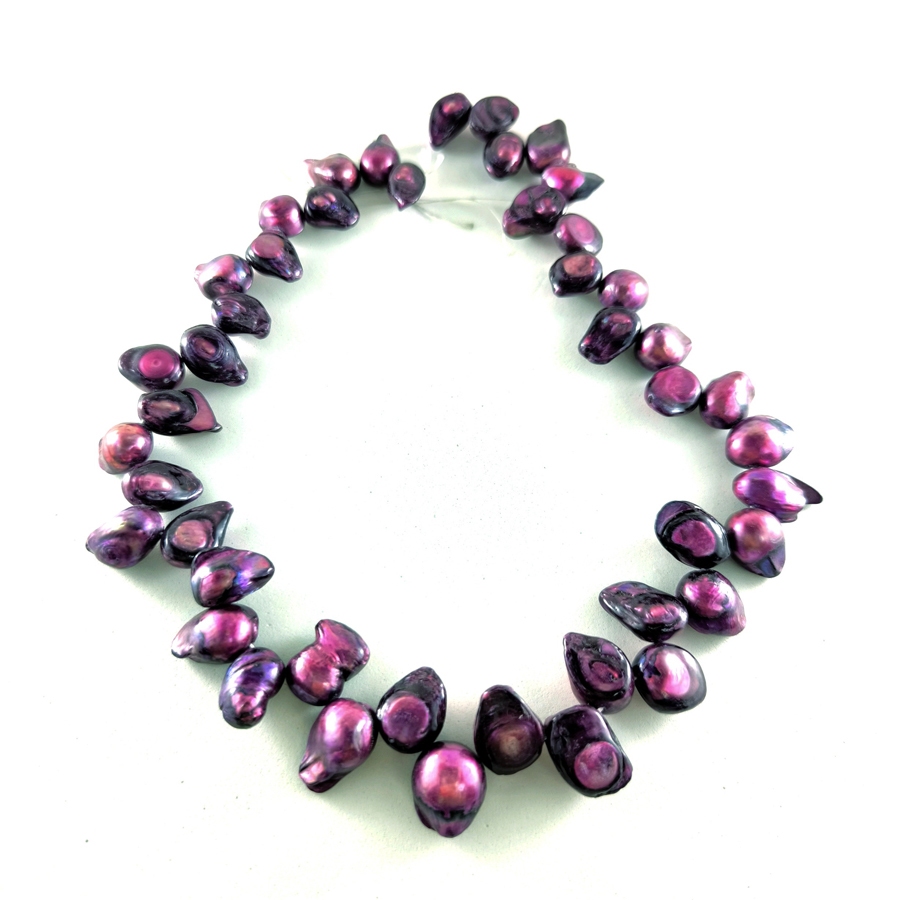 ลูกปัดมุกแท้ลักษณะรูปหยดน้ำสีม่วงเข่้ม Dark Purple Teardrop Pearl  ขนาด 12x18 mm - (LZ-0724)