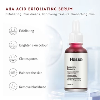 มาส์กแดง หน้าใส AHA HOSSR AHA 30% + BHA 2% ผลิตภัณฑ์ดูแลผิวหน้า กําจัดสิว ควบคุมความมัน 30 มล.