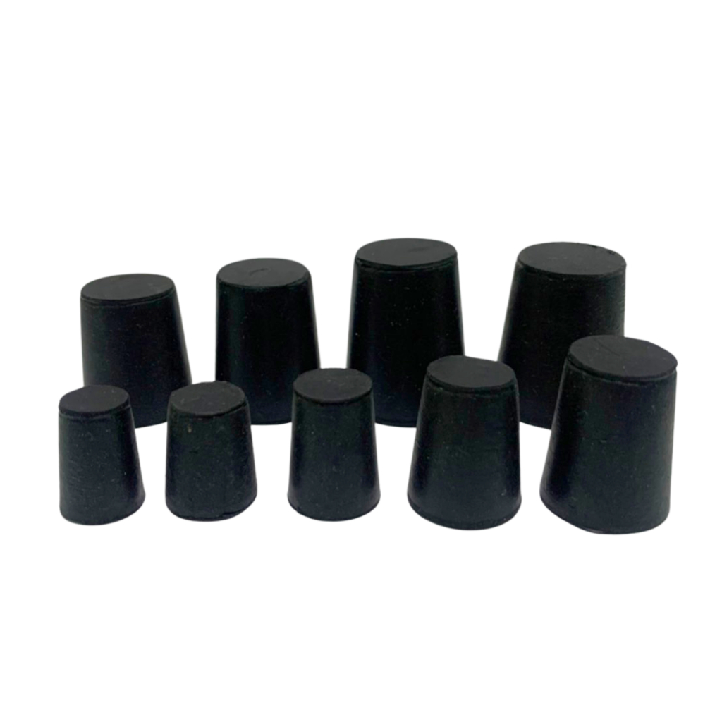 Black Rubber Stopper, จุกยางดำตัน, เบอร์ 1-9 สำหรับเครื่องแก้วในห้องทดลอง