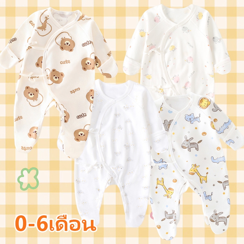 บอดี้สูทเด็กคลุมมือคลุมเท้า ชุดนอนเด็กแรกเกิด ทารกแรกเกิด Jumpsuit ชุดเด็กแรกเกิด ชุดเด็กอ่อน