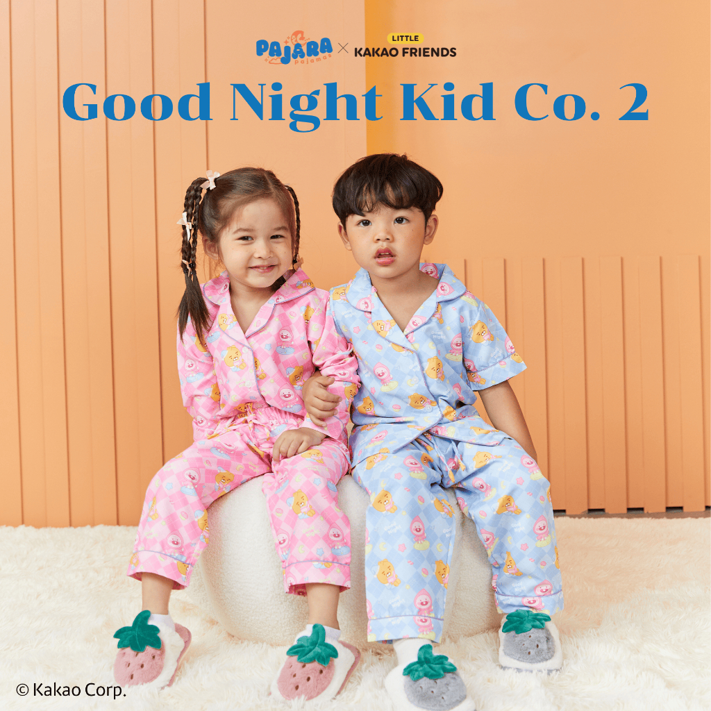 ชุดนอนเด็ก พรีเมียม ลาย 𝗟𝗜𝗧𝗧𝗟𝗘 𝗞𝗔𝗞𝗔𝗢 𝗙𝗥𝗜𝗘𝗡𝗗𝗦 : Good Night 2 ( Little Apeach & Little Ryan ) ลิขสิทธิ