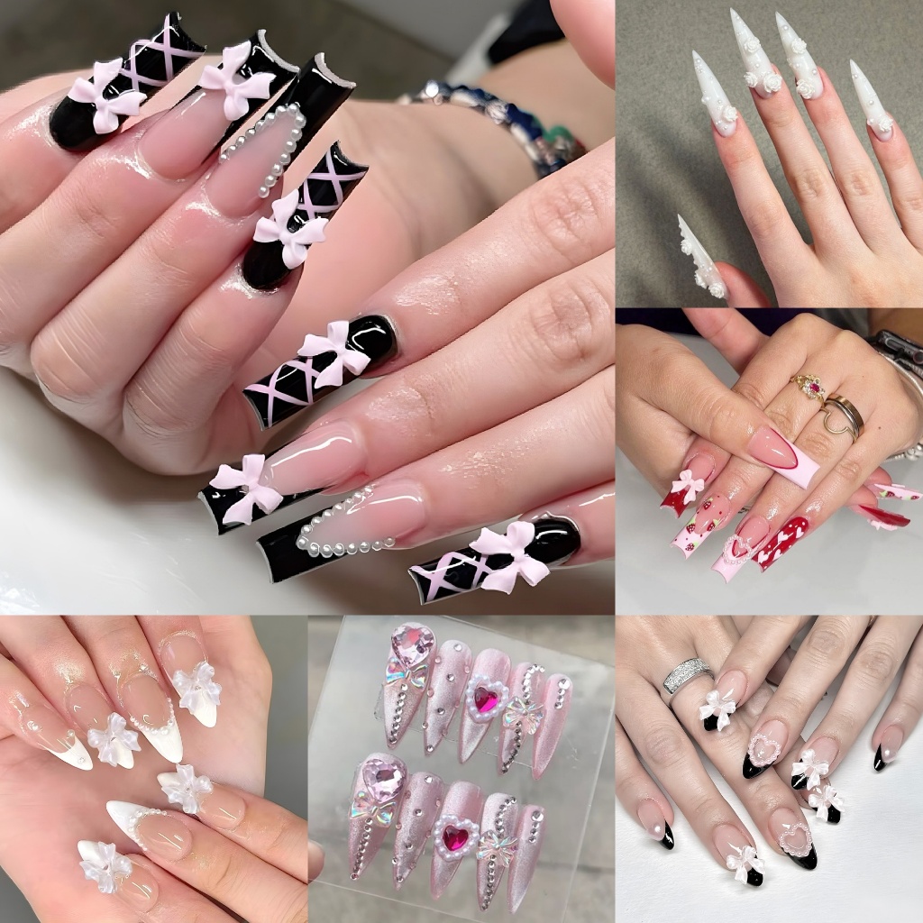 Luxnail FN43 พร้อมส่งเล็บปลอมสำเร็จรูปสายฝอ งานเล็บยาวทรงเหลี่ยม ทรงแหลม ขนาดฟรีไซส์ 24ชิ้น แถมให้พร้อมกาวค่ะ