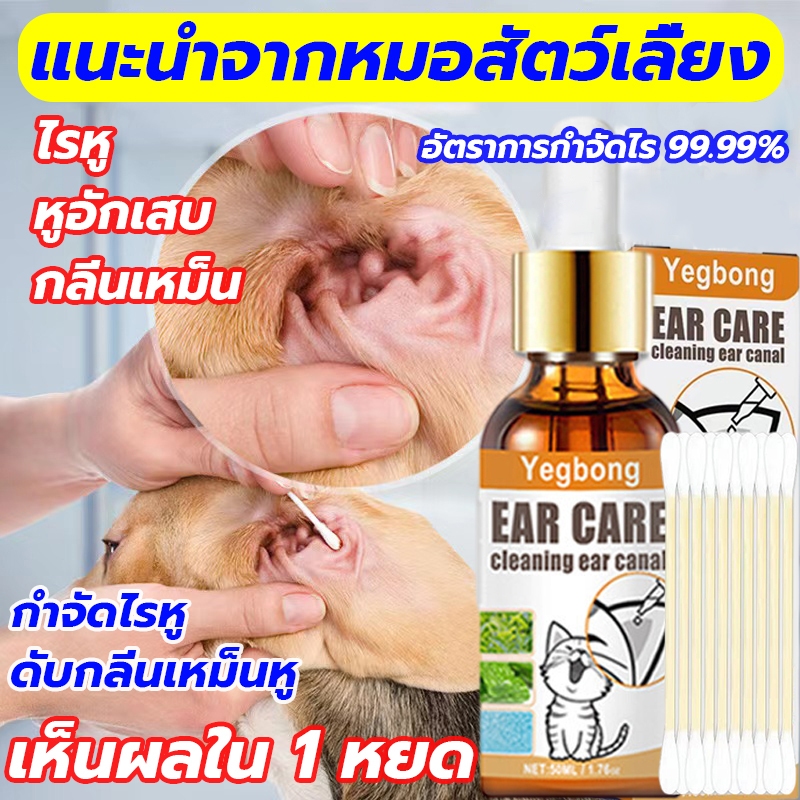1 หยดทําความสะอาดหูสัตว์เลี้ยง ยาหยอดหูแมว 50ml ลดกลิ่นเหม็น ป้องกันการอักเสบ  กำจัดไรหู หยดหูสุนัข หยดหูแมว น้ำยาเช็ดหู