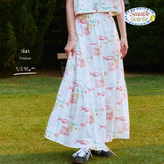 Tilly Milly กระโปรงยาว ผู้หญิงลายปลา ( สีขาว ) - Seaside Soi…