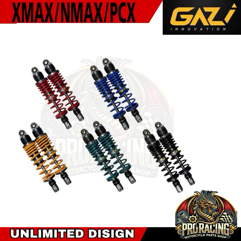 โช๊คGAZI SUPREME RX XMAX300 / PCX / NMAX มี 6 สีสีแดง สีดำ สีเขียว สีเหลือง สีเหลืองเข้ม สีฟ้าความยา