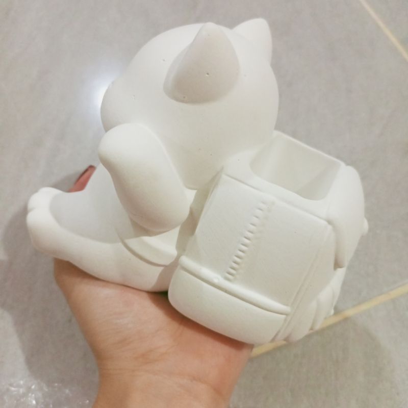 ตุ๊กตาระบายสีแมวกวัก ใส่ปากกาได้ ตัวใหญ่ ตุ๊กตาปูนปลาสเตอร์ - รูปที่ 3