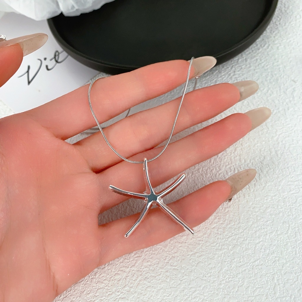 COD❤️สร้อยคอจี้ปลาดาวสีเงินY2Kหวานสไตล์เกาหลีแฟชั่นโซ่ไหปลาร้าละเอียดอ่อนเครื่องประดับผู้หญิง-a.one - รูปที่ 3