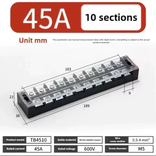 45A เทอร์มินอล บล็อกต่อสาย Terminal รุ่น TB45 3-12 ช่อง (45A 600V) Terminal Block TB-45