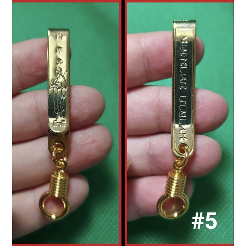 แหนบห้อยพระ สีทอง  <ตะขอเกลียวหมุน> (( สแตนเลสแท้ สีทอง 1ชิ้น )) แข็งแรง ทนทาน🔸มีหลายลายให้เลือก - รูปที่ 4