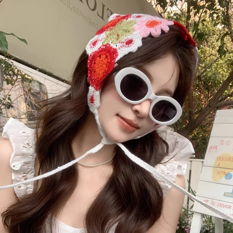 ผ้าโพกศีรษะ (E05) ผ้าพันคอ 14 ลาย ทรงสามเหลี่ยม ลายดอกไม้ ลายตาราง สำหรับผู้หญิง - รูปที่ 6