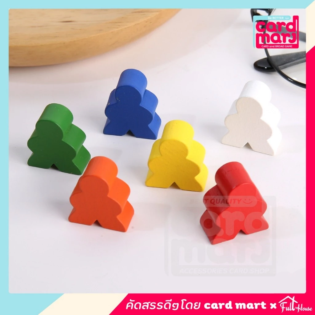 [4฿]🔥 พร้อมส่ง🇹🇭โทเคนไม้ Wooden Token รูปคน Diskไม้ ตัวเดิน cube บอร์ดเกมส์ board game ไม้ thumbnail 4