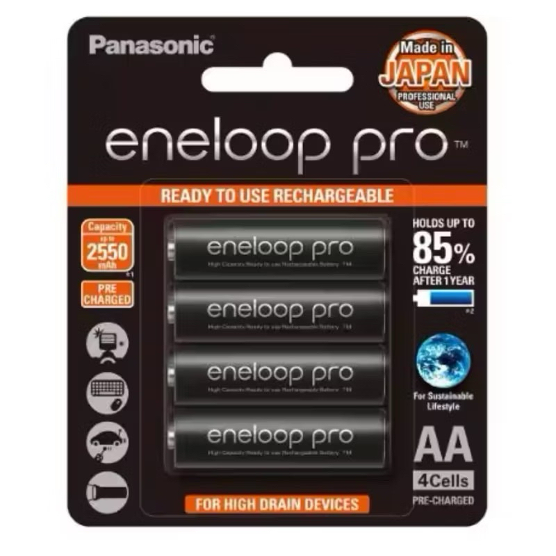 Panasonic eneloop Pro AA 2550mah แพ็ค4ก้อน Rechargeable battery