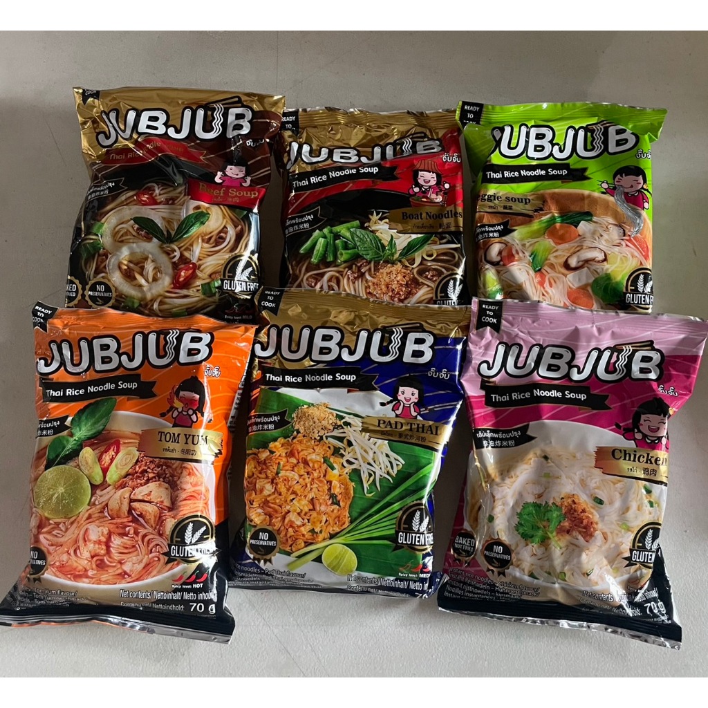 🔥อร่อยเด็ด🔥♨️จั๊บจั๊บ JUBJUB มีให้เลือก 6 รสชาติ 1ซอง 70 g (มีฮาลาล)#กึ่งสำเร็จรูป#ก๋วยเตี๋ยวเรือ#มา
