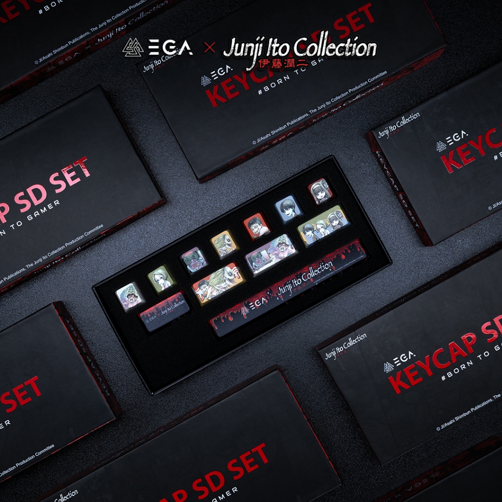Set Keycap SD “EGA X JUNJI ITO COLLECTION” เซ็ทคีย์แคป 12 ปุ่มลาย "คลังสยอง" ในลายเส้น SD ผลิตด้วยนว