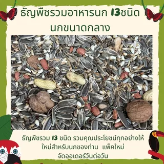 ธัญพืช 13 ชนิด (แบ่งขาย 500 G. - 1 KG.) อาหารนก แก้วขนาดเล็ก-กลางทุกสายพันธุ์ มีวอลนัทให้ด้วยนะคับ ราคาถูกใจ