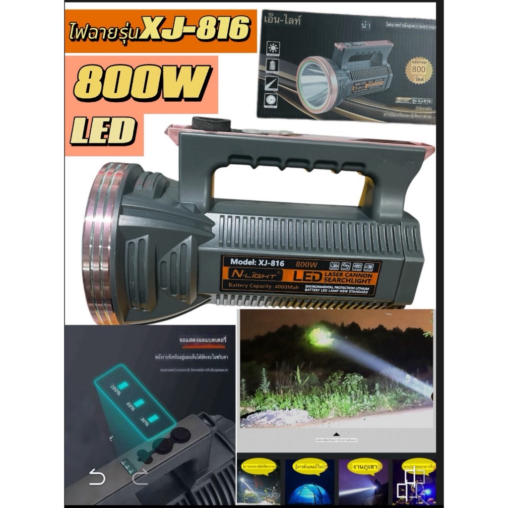 XJ-816 ไฟฉายมัลติฟังก์ชัน LED3 โหมด ไฟฉายฉุกเฉินไฟฉาย แบบพกพา อเนกประสงค์ สําหรับตั้งแคมป์ เดินป่า