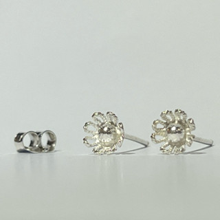 ต่างหูเงินแท้ 99.99% ดอกพิกุล (กลีบบาน)