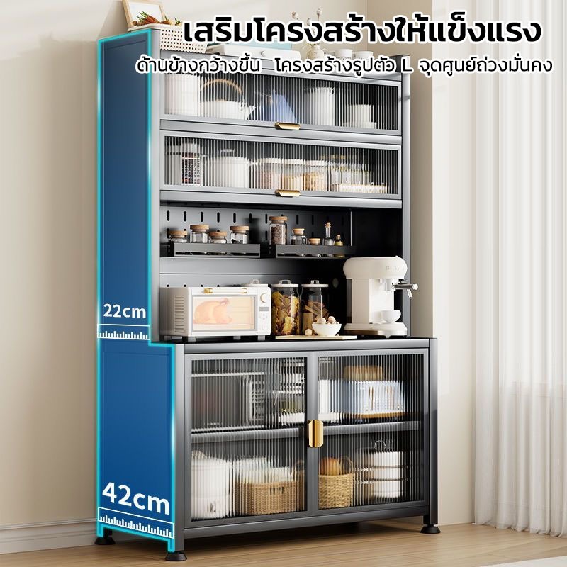 ตตู้วางของในครัวู้ เก็บของอเนกประสงค์ ชั้นวางของในครัว ชั้นวางไมโครเวฟ วางของในห้องครัวได้ กันน้ำ สนิม กันเชื้อรา ราคา ถูกที่สุด ดีลบีเคเค แกลเลอรีภาพที่ 7